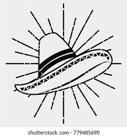 mexican hat traditional clothes retro icon