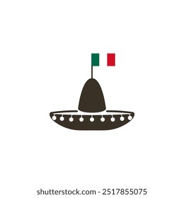 Mexican hat vector. An attribute of the people of Mexico is a hat and maracas. Simple black hat in mexican style vector.