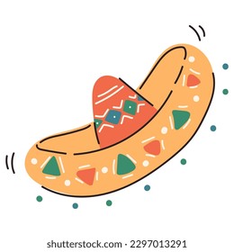 Mexican hat vector cartoon Cinco de Mayo decorative element isolated on a white background.