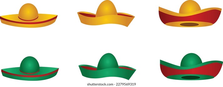 Mexican hat, vector illustration set