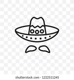 Mexican Hat vector linear icon isolated on transparent background, Mexican Hat transparency concept can be used for web and mobile