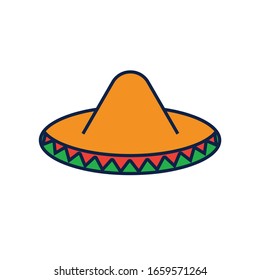 Mexican hat vector logo design Sombrero flat sign Decorative illustration Traditional outline symbol Clothing element Minimal character