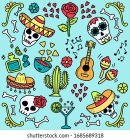 Mexican Holiday Cinco de Mayo Doodle Set