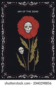 Mexican holiday Day of the Dead. Flower of death. Illustration for souvenir products
