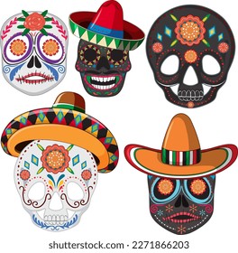 Mexican holiday symbols set illustration