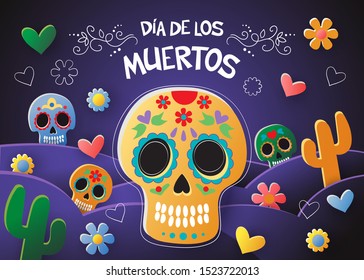 Mexican holiday vector illustration for Day of the dead or Dia de los muertos