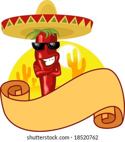 Mexican hot chili label