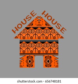 mexican house icon in  colored tones