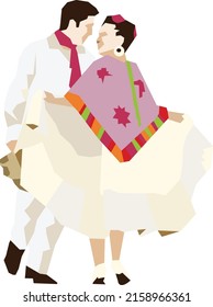 Mexican Huapango Folklore Dancers Vector Illustration  