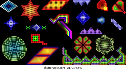 mexican huichol art elements pack in vector format