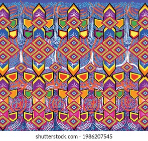 Mexican Huichol culture pattern vector