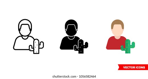 Mexican icon of 3 types: color, black and white, outline. Isolated vector sign symbol.