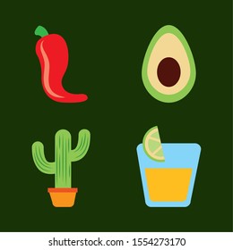 Mexican icon set design, Mexico culture tourism landmark latin and party theme Vector illustration