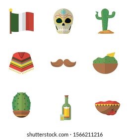 Mexican icon set design, Mexico culture tourism landmark latin and party theme Vector illustration