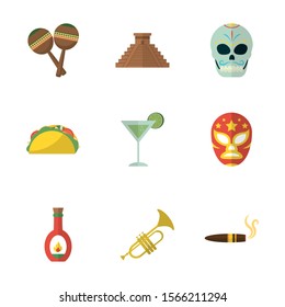 Mexican icon set design, Mexico culture tourism landmark latin and party theme Vector illustration