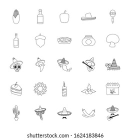 Mexican icon set design, Mexico culture tourism landmark latin and party theme Vector illustration