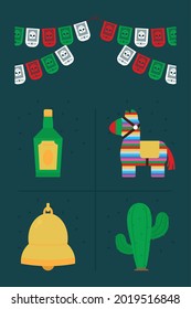 Icono mexicano sobre fondo azul