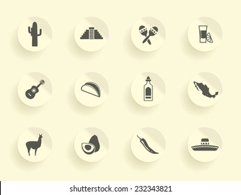 Mexican icon set on stickers