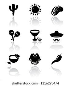 Mexican icon set on white background. Vector art.