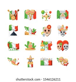mexican icon set pack, High Quality variety symbols Vector illustration