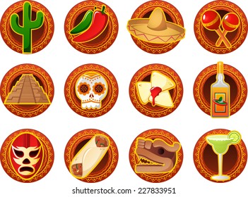 Mexican icon set vector illustrations