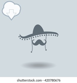 Mexican icon with shadow. Cloud of download with arrow.