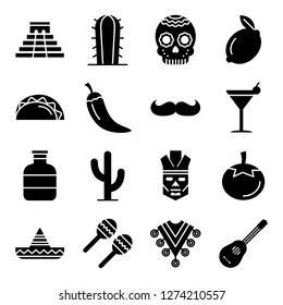 Mexican icons pack. Isolated mexican symbols collection. Graphic icons element