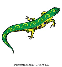 Mexican Iguana Mexico with patterns on a white background