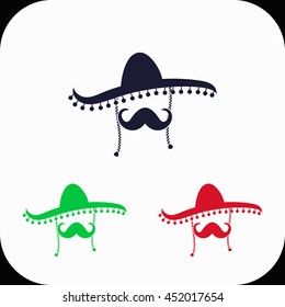 Mexican Illustration set. Blue, green, red icon.