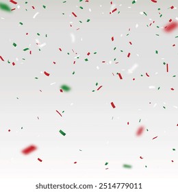 Mexican independence background with red, green, and white confetti 