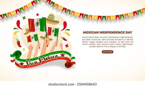 Mexikanischer Unabhängigkeitstag Hintergrund mit schwenkenden Fahnen