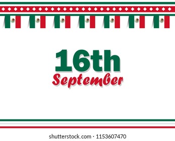 Mexican Independence Day celebration background banner design. 16th Of September.