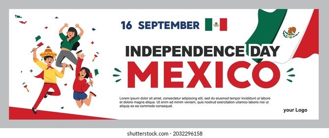 mexican Unabhängigkeit Day Illustration, 16. September Poster für Hintergrund. viva mexico 3 junge Männer mit Flagge