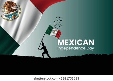 Día de la Independencia Mexicana. Día de la Independencia de México. Ilustración vectorial de la bandera de México. 