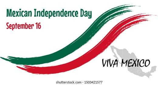 Mexican Independence Day on September 16. Celebration vector banner with letter and mexico flag colors