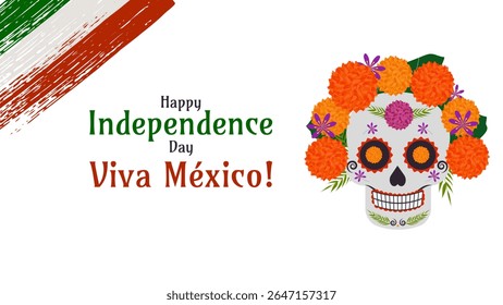 Mexican Independence Day Viva Mexico Fiesta 16th. Design template Poster card banner background. Vector illustration