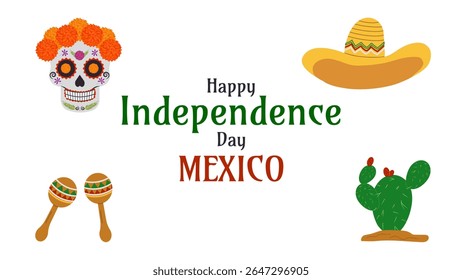 Mexican Independence Day Viva Mexico Fiesta 16th. Design template Poster card banner background. Vector illustration