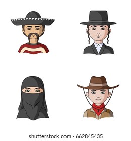 A mexican, a jew, a woman from the middle east, an american. The human race set collection icons in cartoon style vector symbol stock illustration web.