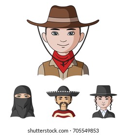 A mexican, a jew, a woman from the middle east, an american. The human race set collection icons in cartoon style vector symbol stock illustration web.