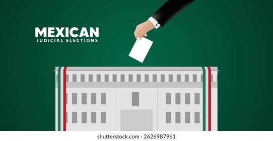 Mexican judicial elections hand putting vote vector poster