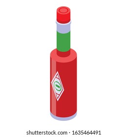 Mexican ketchup bottle icon. Isometric of mexican ketchup bottle vector icon for web design isolated on white background