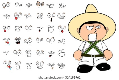 mexican kid cartoon expressions set in vector format very easy to edit