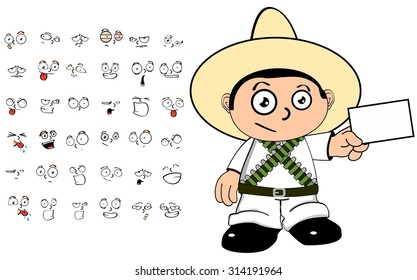 mexican kid cartoon expressions set in vector format very easy to edit