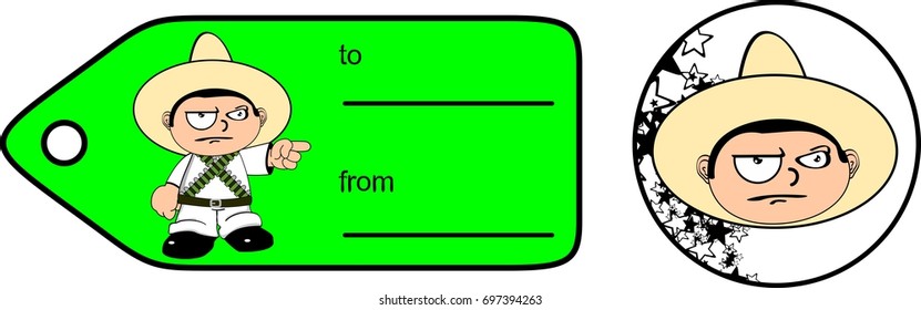 mexican kid cartoon independence gift card sticker in vector format very easy to edit