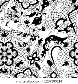 Mexican lace seamless pattern. Traditional decorative objects. Talavera ornamental ceramic. Ethnic folk ornament.