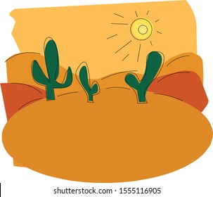 Mexican landscape with place for text.  blank postcard. cute simple illustration