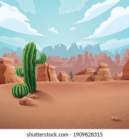 mexican landscape scene with cactus and mountains