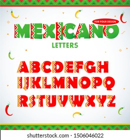 Mexican letters for for advertising. Mexican letters for for advertising, title or logo design. Modern font. Mexican style Latin alphabet letters. Alphabet. Isolated vector illustration.