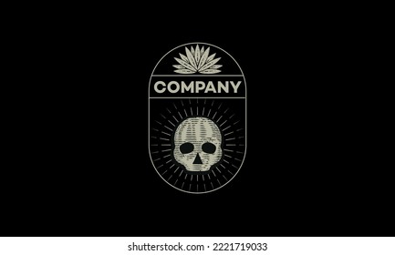 Mexican liquor drink logo. Skull vector logo eps