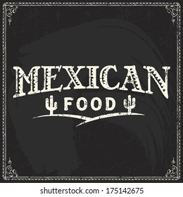 mexican logo food frame taco menu chalk restaurant background vector vintage graphic element for mexican menu on blackboard mexican logo food frame taco menu chalk restaurant background vector classic